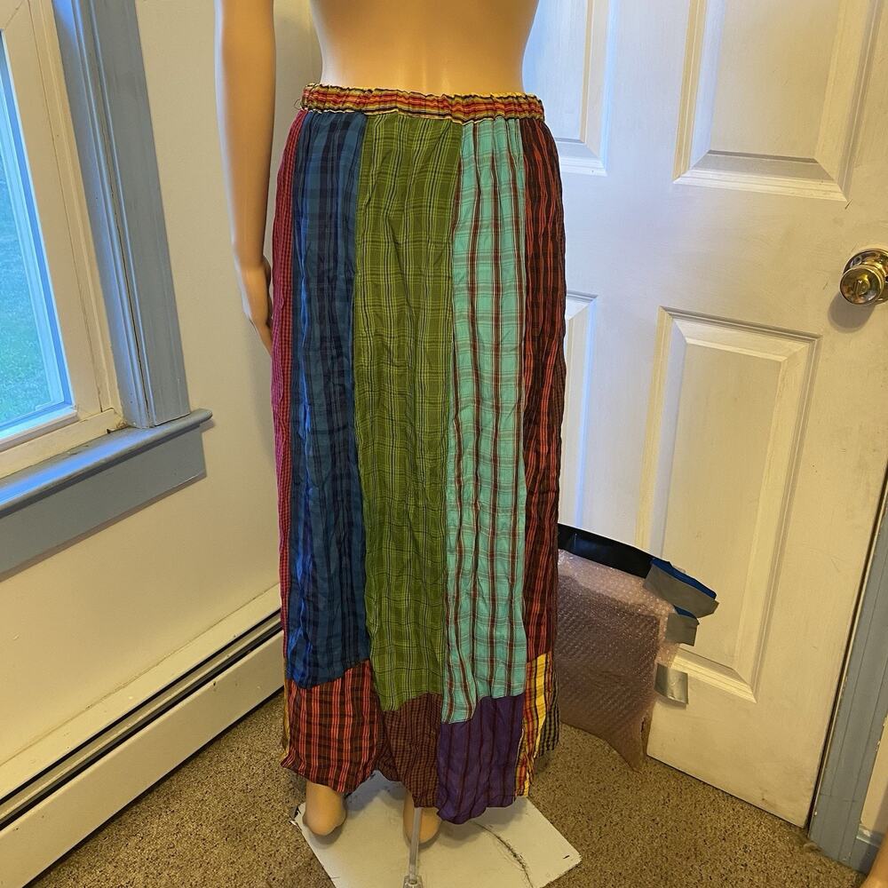 Vintage Sacred Threads MaxiSkirt Women S/M Patchwork Colorful Boho Festival Art - Picture 5 of 7